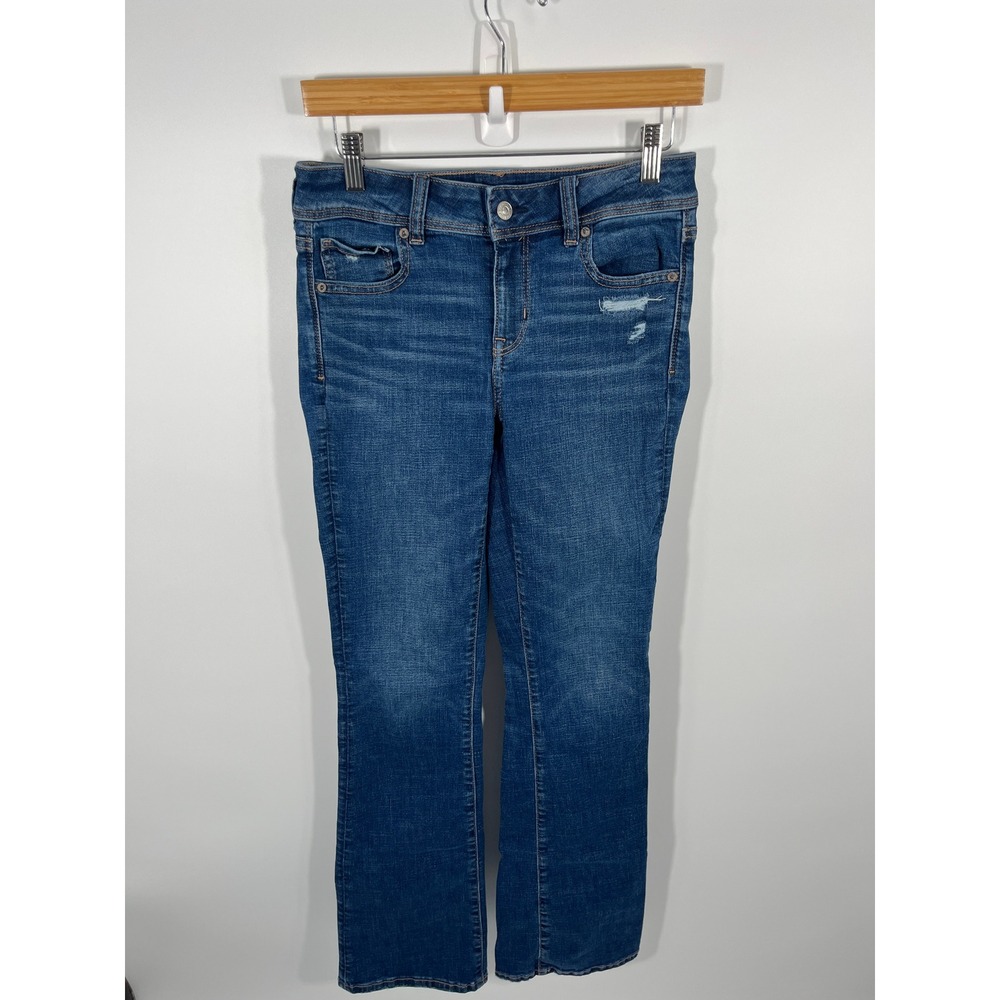 American Eagle Kick Boot Jeans Womens 4 Blue Mid Rise Dark Wash‎ Denim